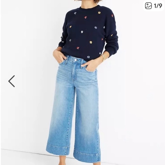 Madewell Denim - Madewell Like New Wide Leg Crop Light Blue Jeans Sz 29